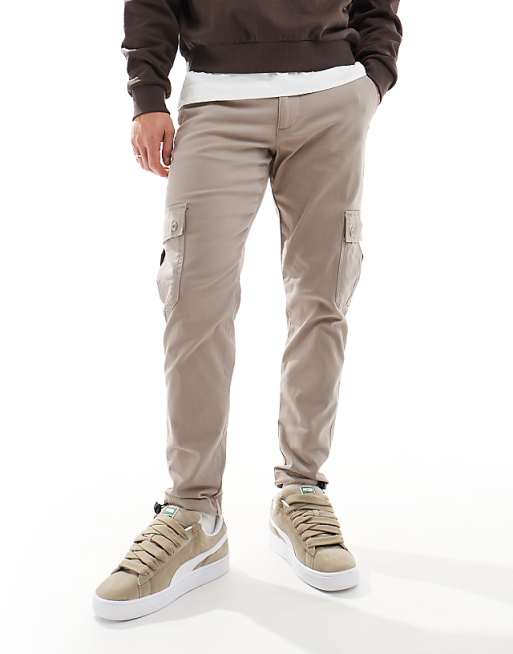 Asos Design Tapered Chino Pants In Beige