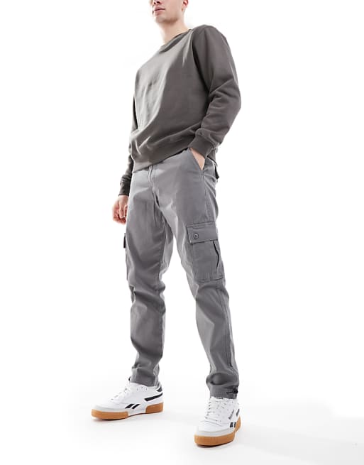 Asos Design Tapered Chino Pants In Gray