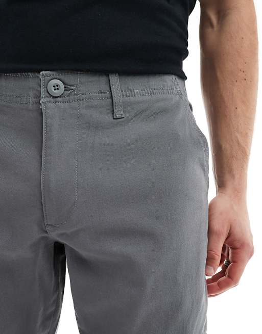 Asos Design Tapered Chino Pants In Gray