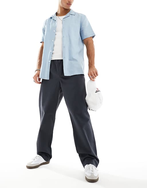 Chino Asos Design Baggy Fit Pull On Pants In Charcoal