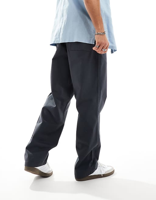 Chino Asos Design Baggy Fit Pull On Pants In Charcoal