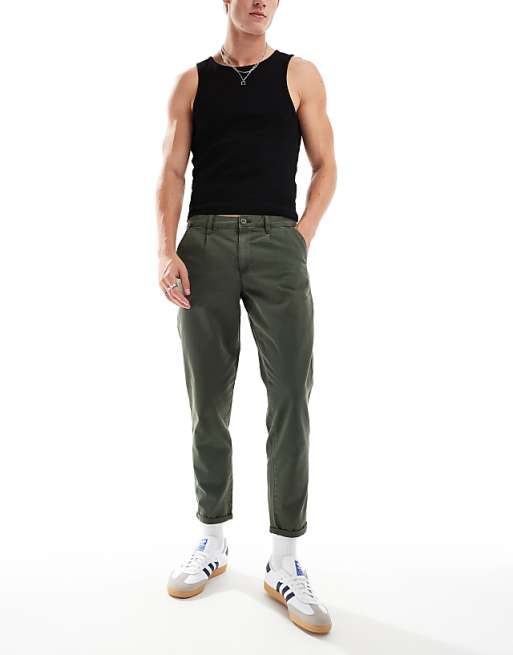 Asos Design Classic Rigid Washed Chino In Khaki