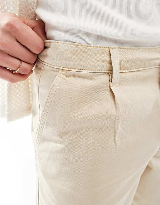 Asos Design Baggy Chino Pants In Washed Ecru