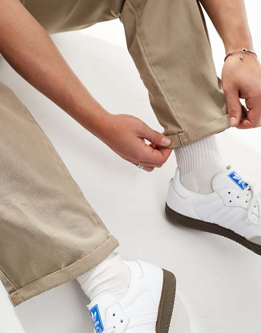Asos Design Baggy Chino Pants In Washed Beige