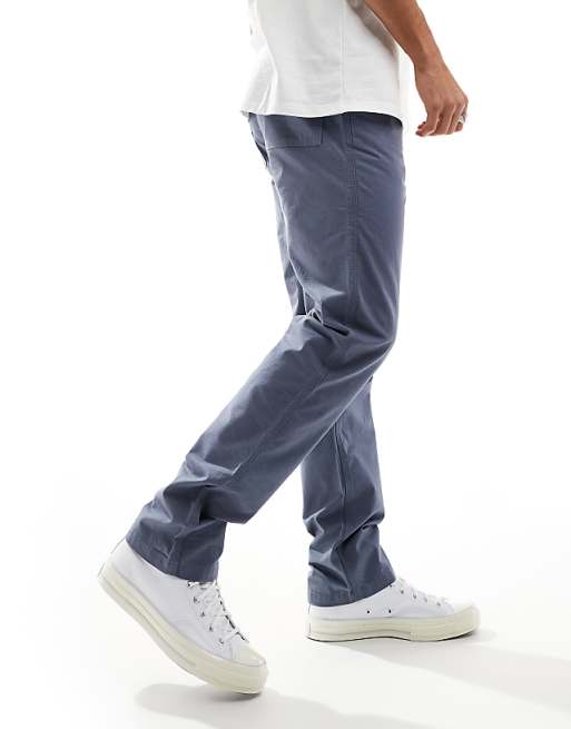Chino Asos Design Straight Fit Ripstop Pants In Blue