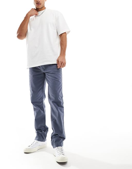 Chino Asos Design Straight Fit Ripstop Pants In Blue
