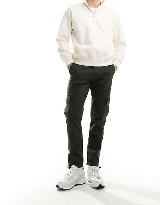 Asos Design Tapered Chino Pants In Dark Olive