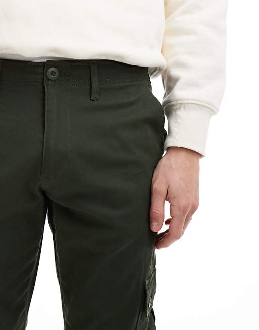 Asos Design Tapered Chino Pants In Dark Olive