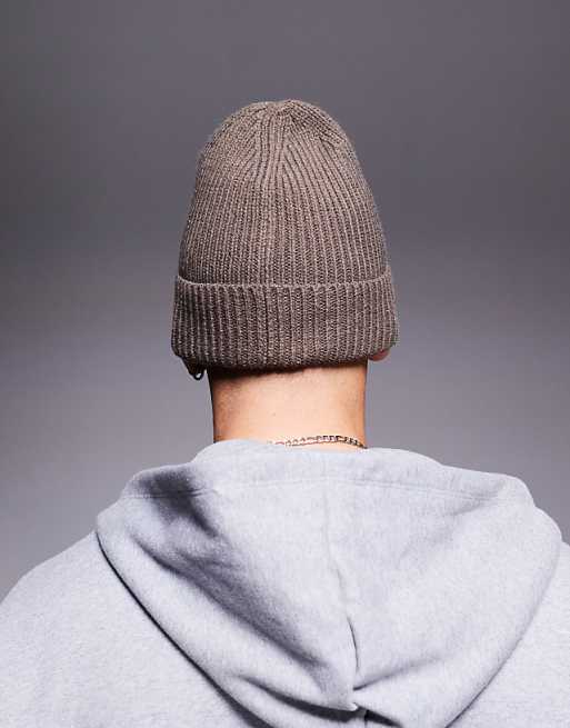 The North Face Logo Box Cuffed Beanie In Smoky Brown