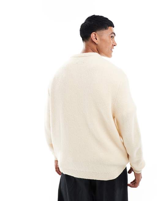 Asos Design Oversized Brushed Knit Sweater In Oatmeal