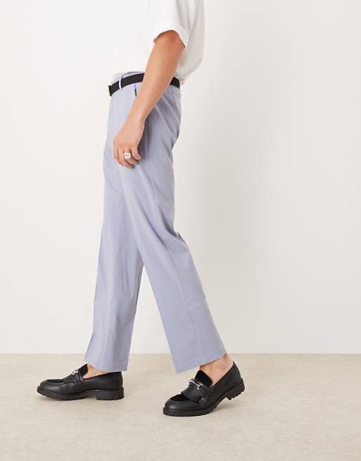 Chino Asos Design Wedding Straight Leg Dress Pants In Dusty Blue