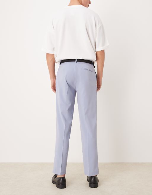 Chino Asos Design Wedding Straight Leg Dress Pants In Dusty Blue