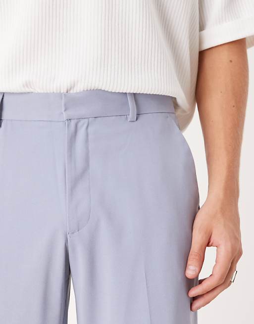 Chino Asos Design Wedding Straight Leg Dress Pants In Dusty Blue