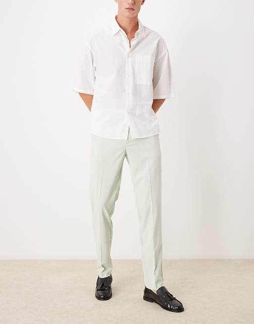 Chino Asos Design Slim Fit Smart Wedding Pants In Sage Green