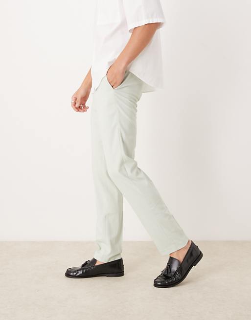 Chino Asos Design Slim Fit Smart Wedding Pants In Sage Green