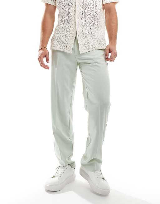 Chino ASOS DESIGN smart straight leg wedding pants in sage green