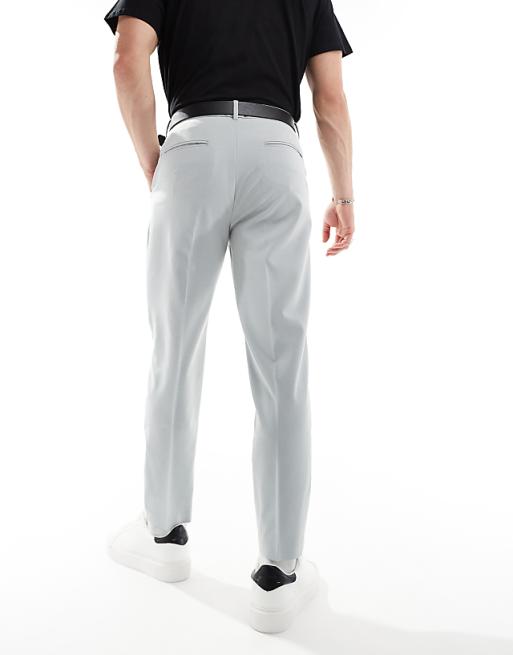 Chino Asos Design Tapered Fit Dress Pants With Cuffs In Light Gray
