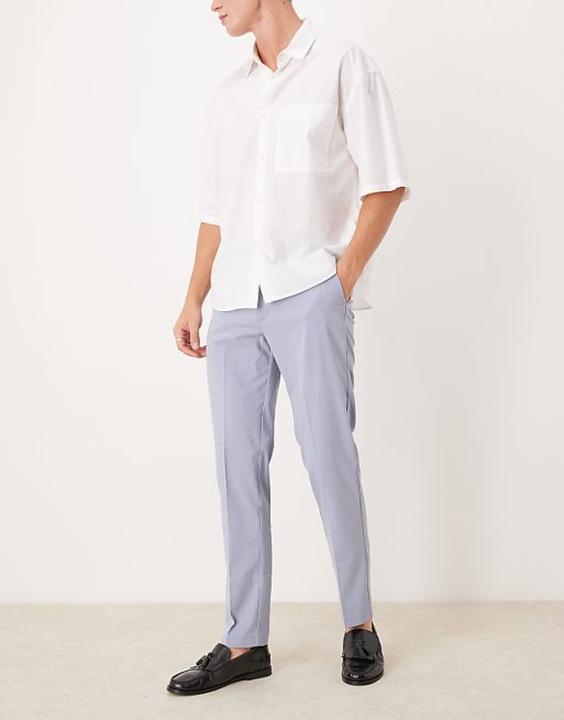 Chino Asos Design Slim Fit Smart Wedding Pants In Dusty Blue