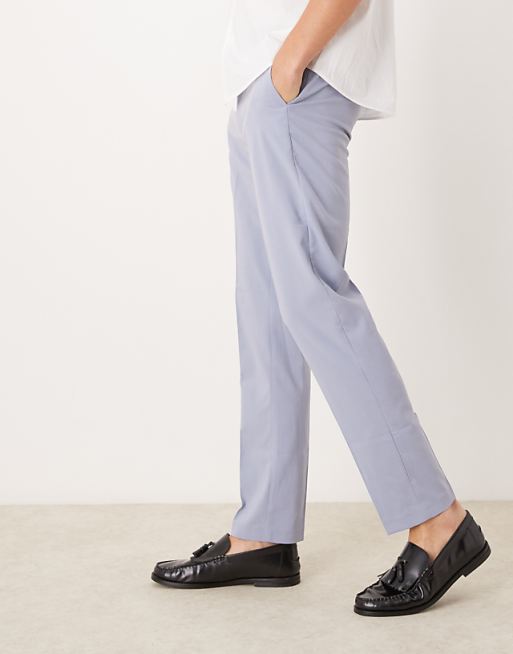 Chino Asos Design Slim Fit Smart Wedding Pants In Dusty Blue