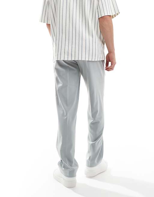 Chino Asos Design Wedding Straight Leg Dress Pants In Light Gray