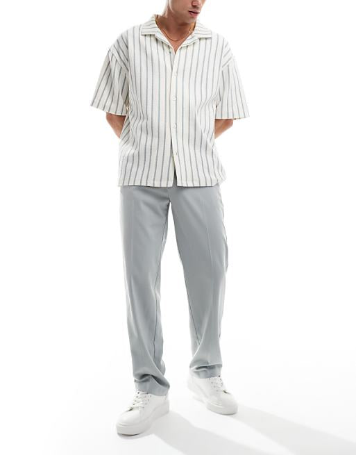 Chino Asos Design Wedding Straight Leg Dress Pants In Light Gray