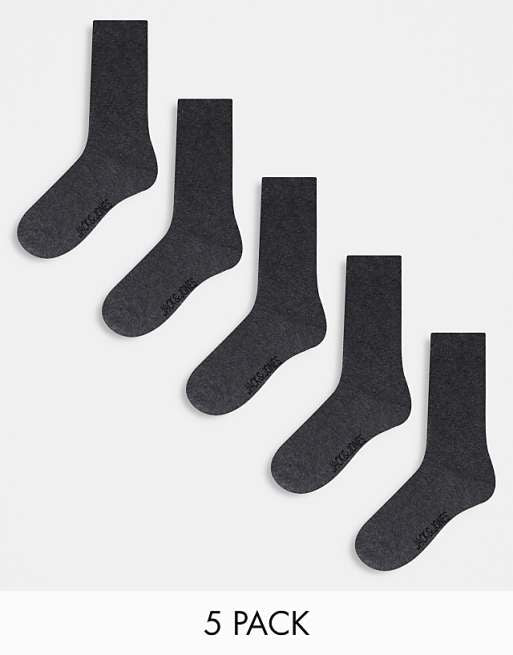 Men Jack & Jones socks 5 pack in dark gray melange