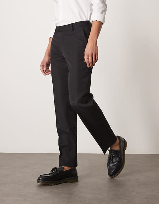 Chino Asos Design Smart Straight Leg Pants In Black