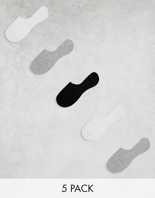 Men ASOS DESIGN 5 pack invisible liner socks in multiple colors