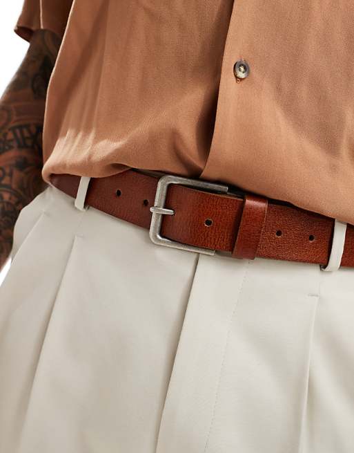 Asos Design Dressy Belt In Tan Leather