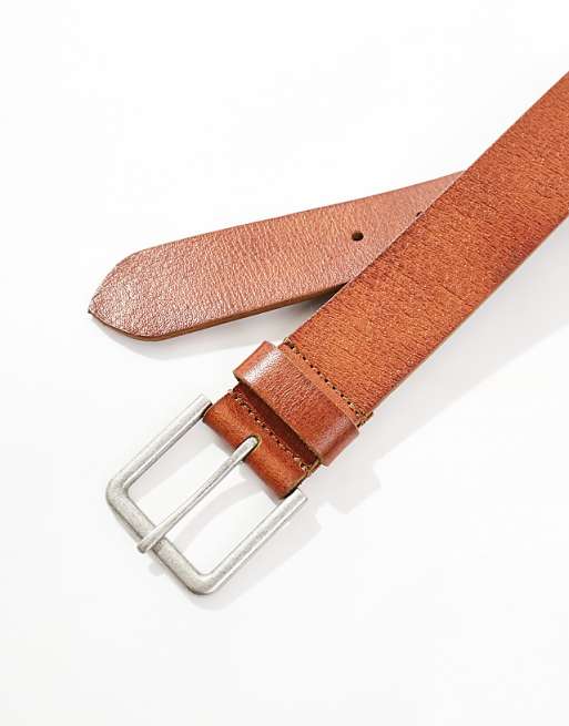 Asos Design Dressy Belt In Tan Leather