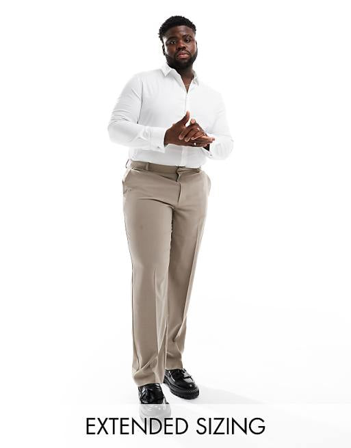 Chino Asos Design Straight Fit Dress Pants In Stone