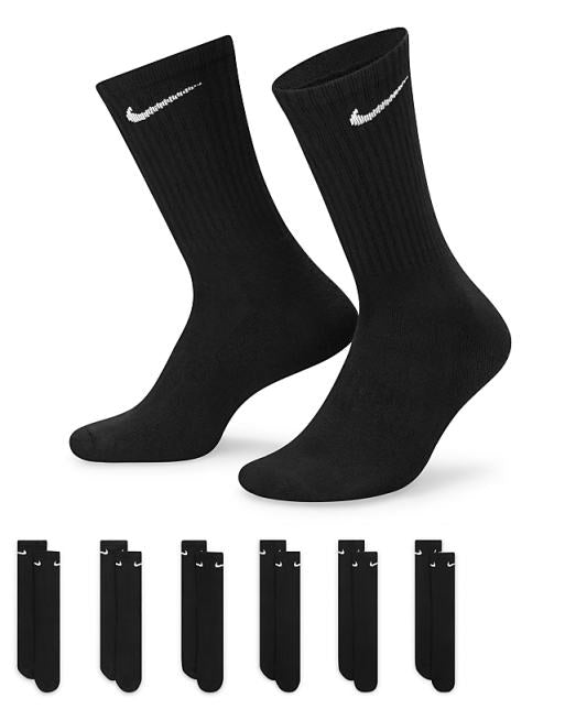 Men Nike Training Everyday Cushioned 6 pack crew sock in black