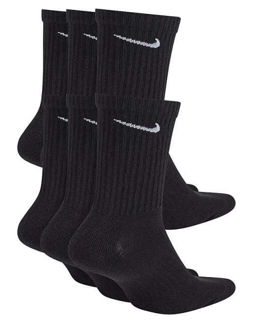 Men Nike Training Everyday Cushioned 6 pack crew sock in black