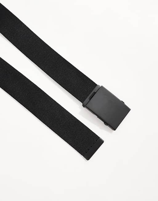 Asos Design Webbing Belt With Matte Black Buckle In Black