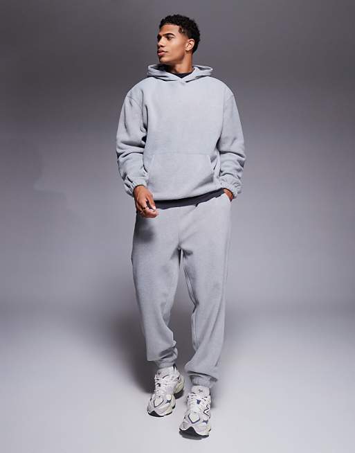 Trousers Asos Design Tapered Fleece In Gray Heather