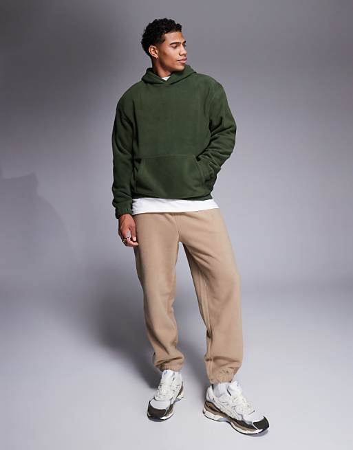 Trousers Asos Design Tapered Fleece In Brown