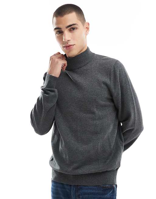 Threadbare cotton turtle neck Sweaters in charcoal