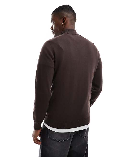Threadbare cotton turtle neck sweater in brown