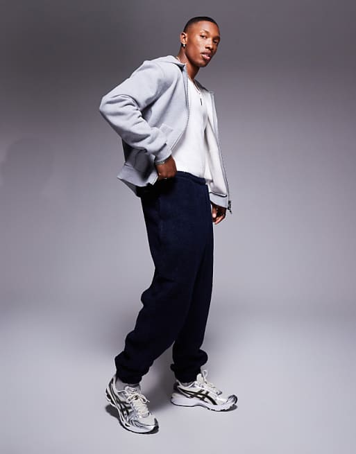 Asos Design Oversized Borg In Navy