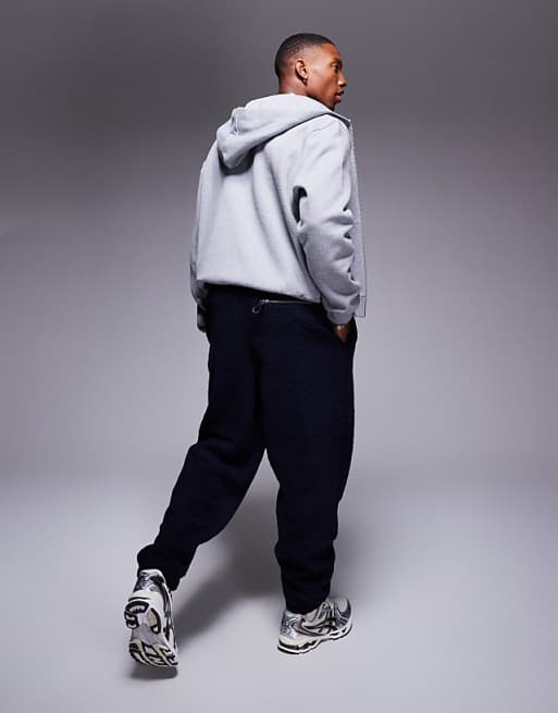 Asos Design Oversized Borg In Navy
