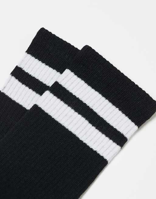 Men Jack & Jones 3 pack striped tennis socks in black