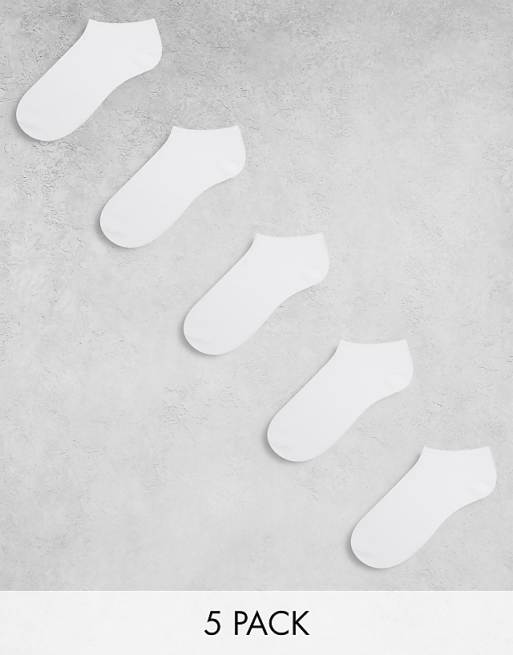 Men ASOS DESIGN 5 pack sneaker socks in white