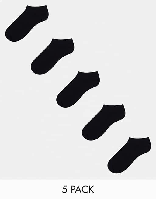 Men ASOS DESIGN 5 pack sneakers socks in black