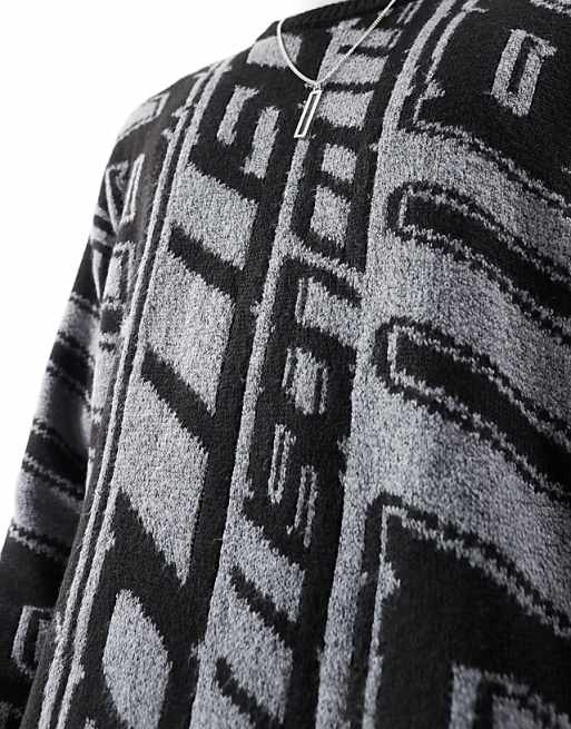 Collusion Jacquard Knit Sweater In Blue