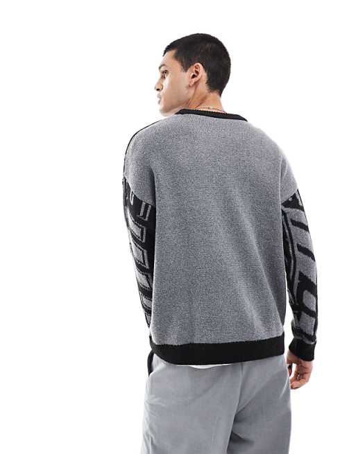 Collusion Jacquard Knit Sweater In Blue