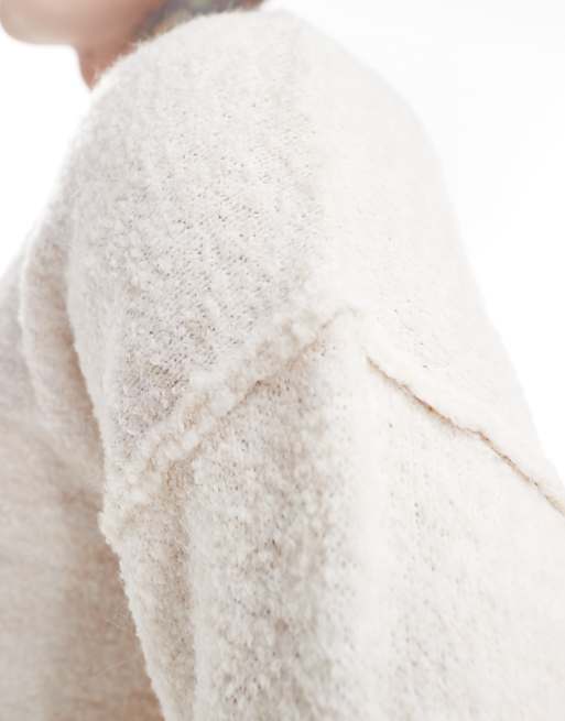 Relaxed Textured Knit Lightweight Sweater Stone