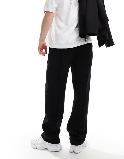 Trousers Bershka Wide Leg Pintuck  In Black