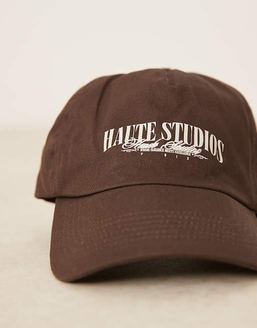 Asos Design Vintage Trucker Fit Cap With Graphic In Brown