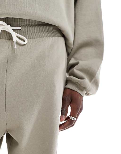 Trousers Asos Design Oversized With Vintage Varsity Puff Print In Khaki - Part Of A Set