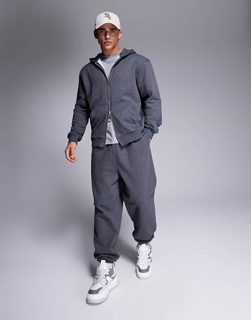 Trousers Asos Design Premium Heavyweight Oversized 400gsm In Charcoal Heather